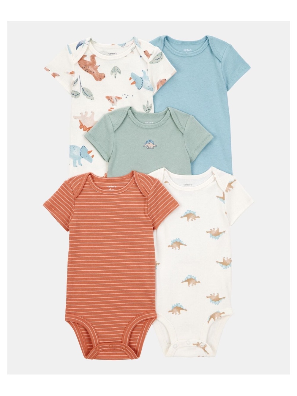 Carter's Baby One-Piece Bodysuit Set - Rust, Sage, Light Blue, Cream, White